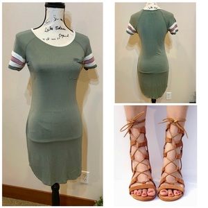Short Sleeve Casual Sporty T Shirt Dress Lightweight Bodycon Knit Travel Tee
